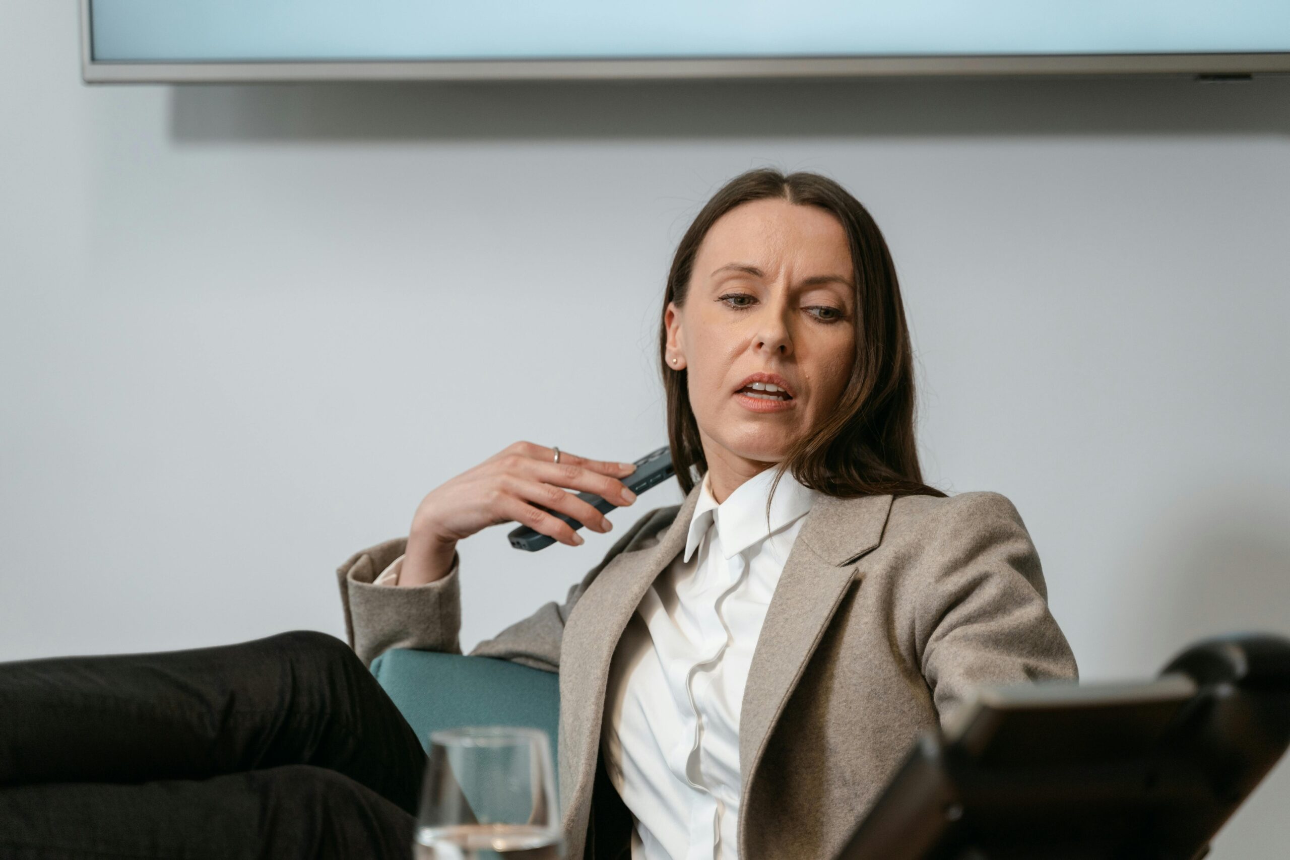 A lead generation strategist looking over her table