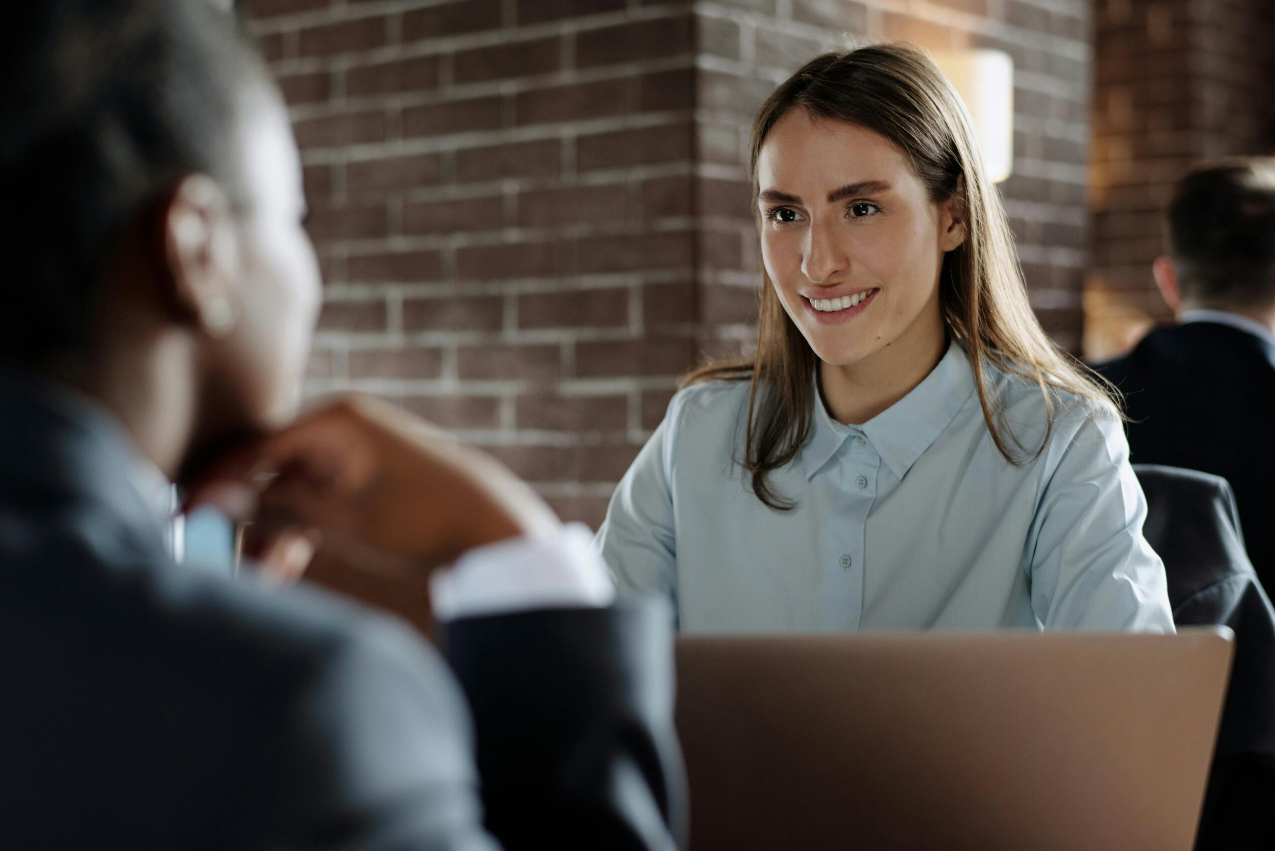 A young woman in an entry-level job interview